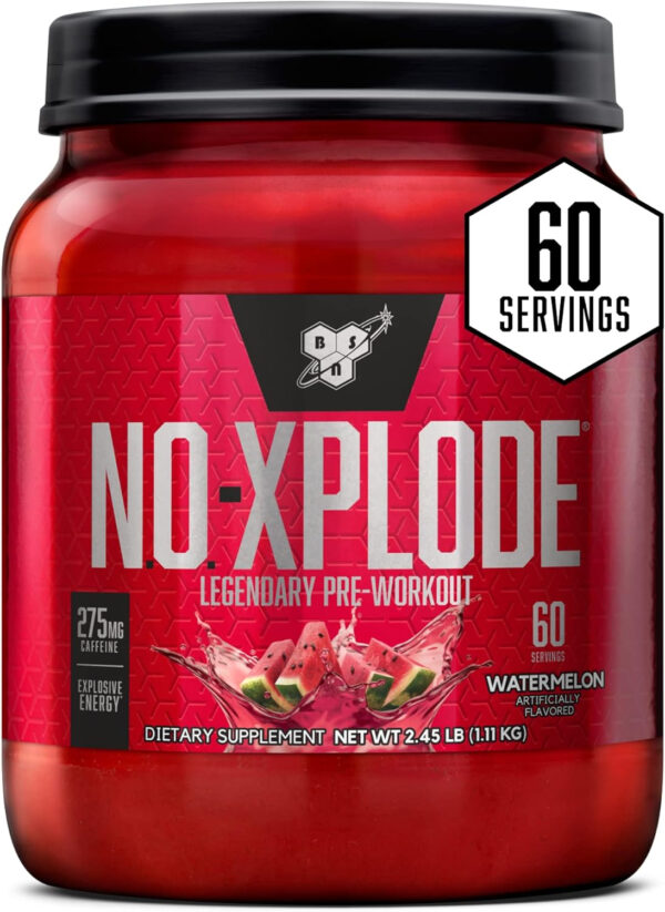 6895d0acdbc54a375135e2a5ff947fc4c9813740a1cf47f82793d.jpg BSN N.O.-XPLODE Pre Workout Powder, Energy Supplement for Men and Women with Creatine and Beta-Alanine, Flavor: Fruit Punch, 30 Servings
