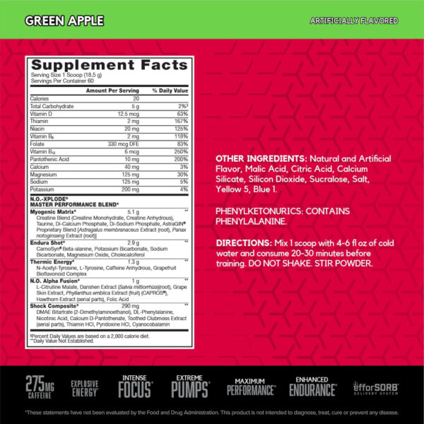 6895d0b58227b5f1f39bc5cef6e73413316cd57d465098bb77386.jpg BSN N.O.-XPLODE Pre Workout Powder, Energy Supplement for Men and Women with Creatine and Beta-Alanine, Flavor: Fruit Punch, 30 Servings