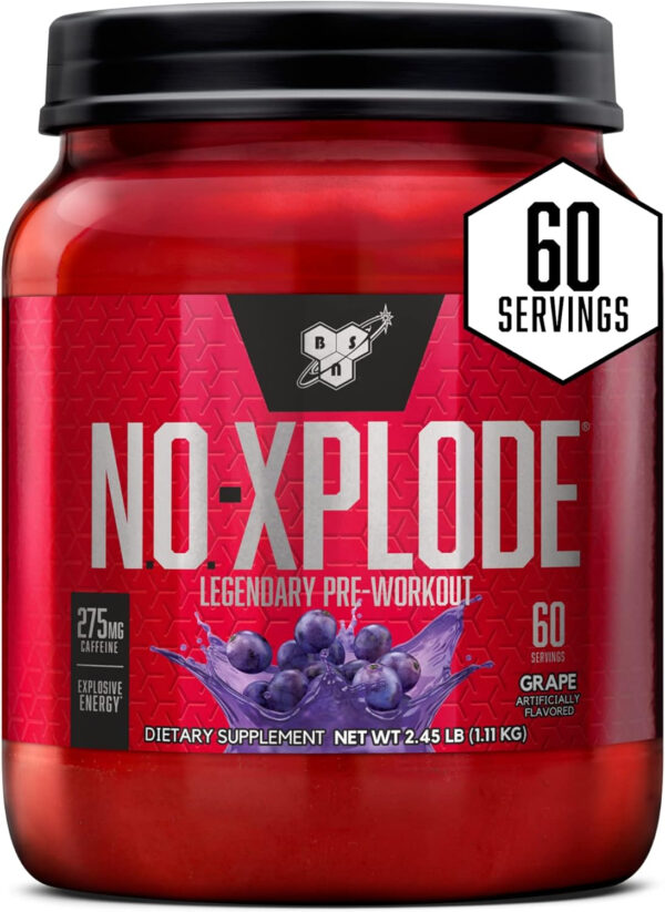 6895d0bb4e2c60e6e5f9b16abc48eb1e3c7f9ea3fd61ac5d4a5e0.jpg BSN N.O.-XPLODE Pre Workout Powder, Energy Supplement for Men and Women with Creatine and Beta-Alanine, Flavor: Fruit Punch, 30 Servings
