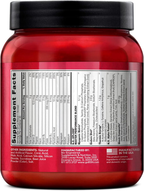 6895d0dc86c33c0494efffec65bccbd720afd32caa0979c778893.jpg BSN N.O.-XPLODE Pre Workout Powder, Energy Supplement for Men and Women with Creatine and Beta-Alanine, Flavor: Fruit Punch, 30 Servings