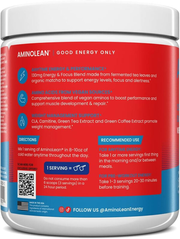 RSP NUTRITION AminoLean Pre Workout Powder, Amino Energy & Weight Management with Vegan BCAA Amino Acids, Natural Caffeine, Preworkout Boost for Men & Women, 30 Serv, Pink Lemonade…