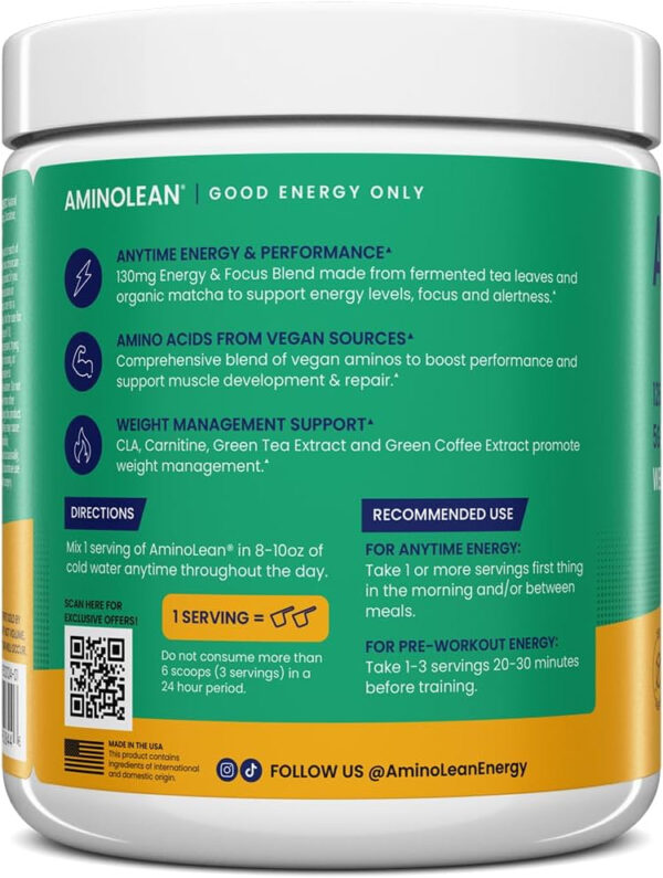 RSP NUTRITION AminoLean Pre Workout Powder, Amino Energy & Weight Management with Vegan BCAA Amino Acids, Natural Caffeine, Preworkout Boost for Men & Women, 30 Serv, Pink Lemonade…