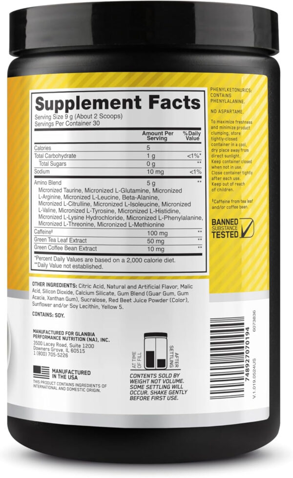 Optimum Nutrition Amino Energy - Pre Workout with Green Tea, BCAA, Amino Acids, Keto Friendly, Green Coffee Extract, Energy Powder - Watermelon, 30 Servings (Packaging May Vary)