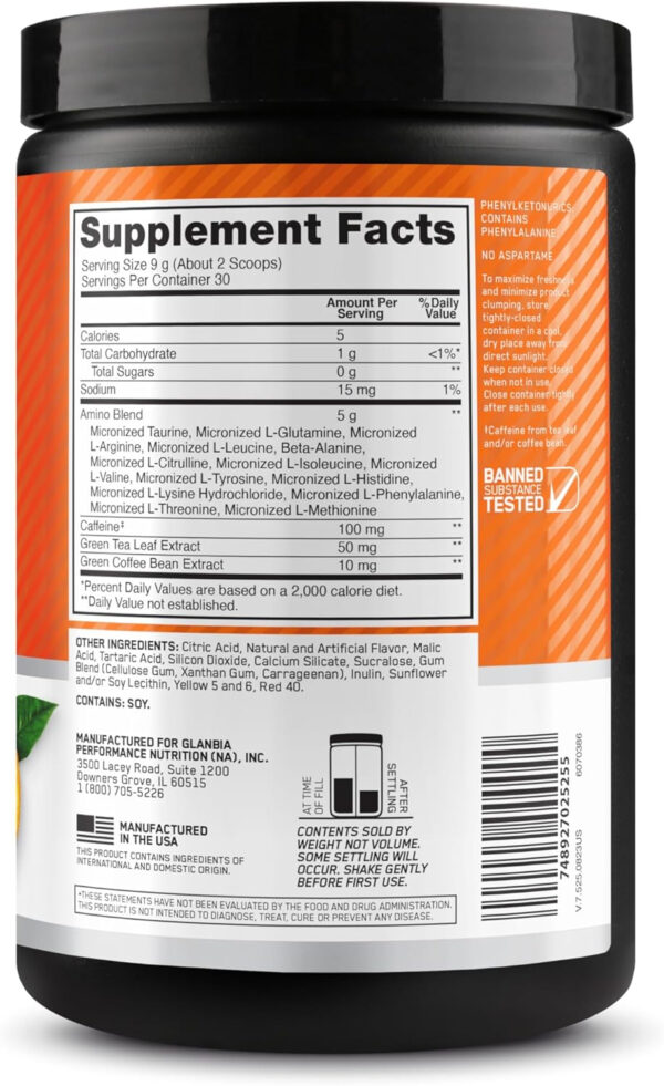 Optimum Nutrition Amino Energy - Pre Workout with Green Tea, BCAA, Amino Acids, Keto Friendly, Green Coffee Extract, Energy Powder - Watermelon, 30 Servings (Packaging May Vary)