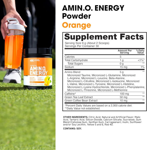 Optimum Nutrition Amino Energy - Pre Workout with Green Tea, BCAA, Amino Acids, Keto Friendly, Green Coffee Extract, Energy Powder - Watermelon, 30 Servings (Packaging May Vary)