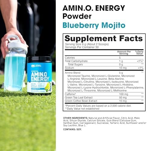 Optimum Nutrition Amino Energy - Pre Workout with Green Tea, BCAA, Amino Acids, Keto Friendly, Green Coffee Extract, Energy Powder - Watermelon, 30 Servings (Packaging May Vary)