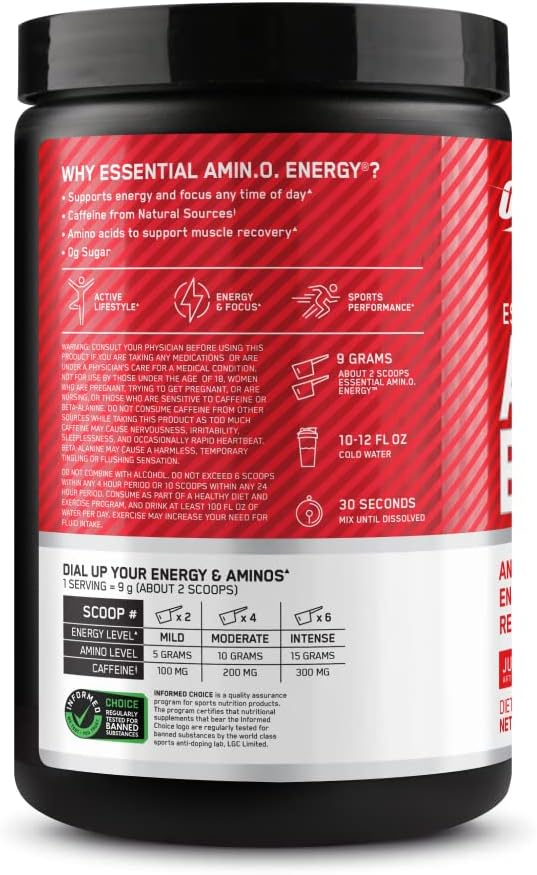 Optimum Nutrition Amino Energy - Pre Workout with Green Tea, BCAA, Amino Acids, Keto Friendly, Green Coffee Extract, Energy Powder - Watermelon, 30 Servings (Packaging May Vary)