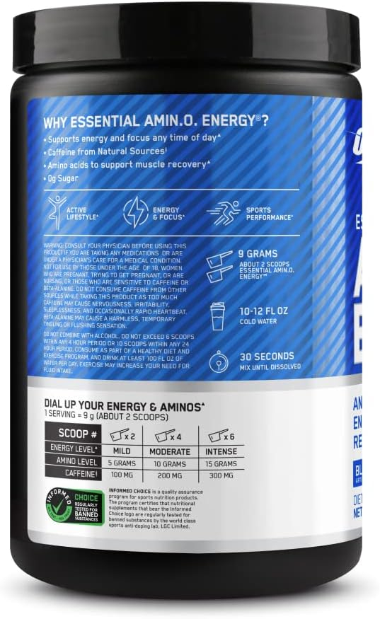 Optimum Nutrition Amino Energy - Pre Workout with Green Tea, BCAA, Amino Acids, Keto Friendly, Green Coffee Extract, Energy Powder - Watermelon, 30 Servings (Packaging May Vary)