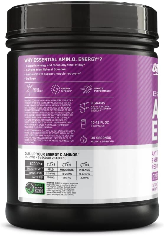 Optimum Nutrition Amino Energy - Pre Workout with Green Tea, BCAA, Amino Acids, Keto Friendly, Green Coffee Extract, Energy Powder - Watermelon, 30 Servings (Packaging May Vary)