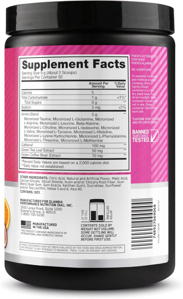 Optimum Nutrition Amino Energy - Pre Workout with Green Tea, BCAA, Amino Acids, Keto Friendly, Green Coffee Extract, Energy Powder - Watermelon, 30 Servings (Packaging May Vary)