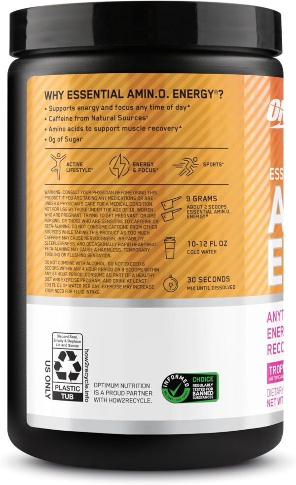 Optimum Nutrition Amino Energy - Pre Workout with Green Tea, BCAA, Amino Acids, Keto Friendly, Green Coffee Extract, Energy Powder - Watermelon, 30 Servings (Packaging May Vary)