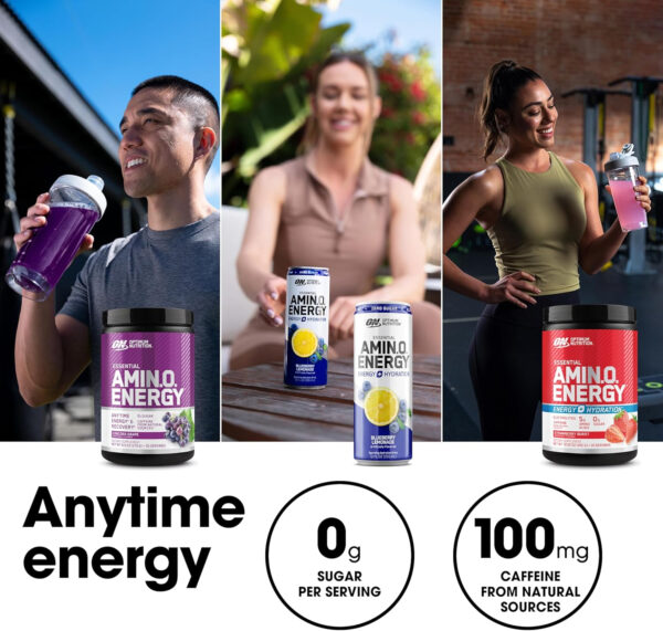 Optimum Nutrition Amino Energy - Pre Workout with Green Tea, BCAA, Amino Acids, Keto Friendly, Green Coffee Extract, Energy Powder - Watermelon, 30 Servings (Packaging May Vary)