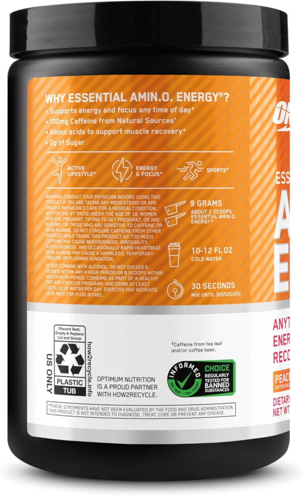 Optimum Nutrition Amino Energy - Pre Workout with Green Tea, BCAA, Amino Acids, Keto Friendly, Green Coffee Extract, Energy Powder - Watermelon, 30 Servings (Packaging May Vary)