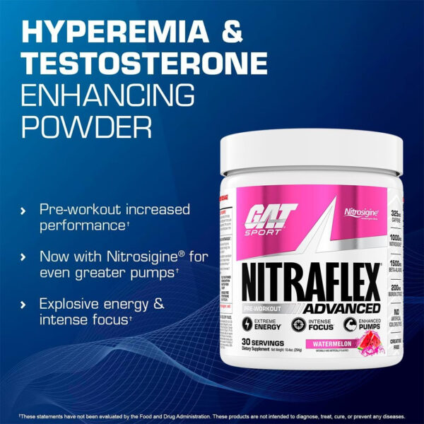GAT SPORT Nitraflex Advanced Pre-Workout Powder, Increases Blood Flow, Boosts Strength and Energy, Improves Exercise Performance, Men & Women (Fruit Punch, 30 Servings)