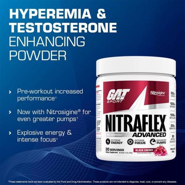 GAT SPORT Nitraflex Advanced Pre-Workout Powder, Increases Blood Flow, Boosts Strength and Energy, Improves Exercise Performance, Men & Women (Fruit Punch, 30 Servings)