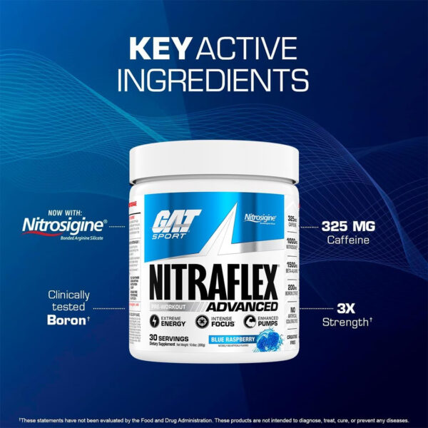 GAT SPORT Nitraflex Advanced Pre-Workout Powder, Increases Blood Flow, Boosts Strength and Energy, Improves Exercise Performance, Men & Women (Fruit Punch, 30 Servings)