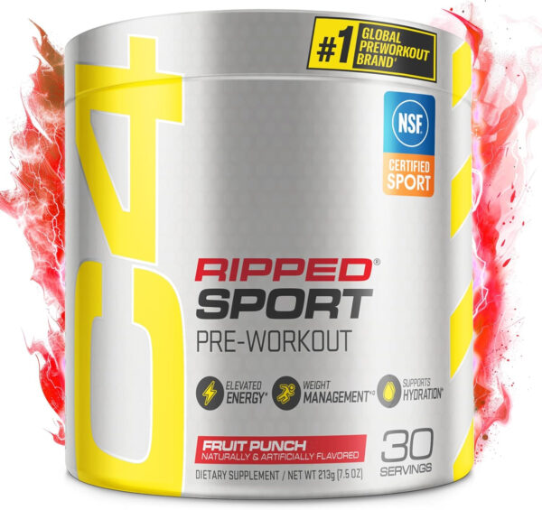 C4 Ripped Sport Pre Workout Powder Arctic Snow Cone - NSF Certified for Sport + Sugar Free Preworkout Energy Supplement for Men & Women - 135mg Caffeine + Weight Loss - 30 Servings