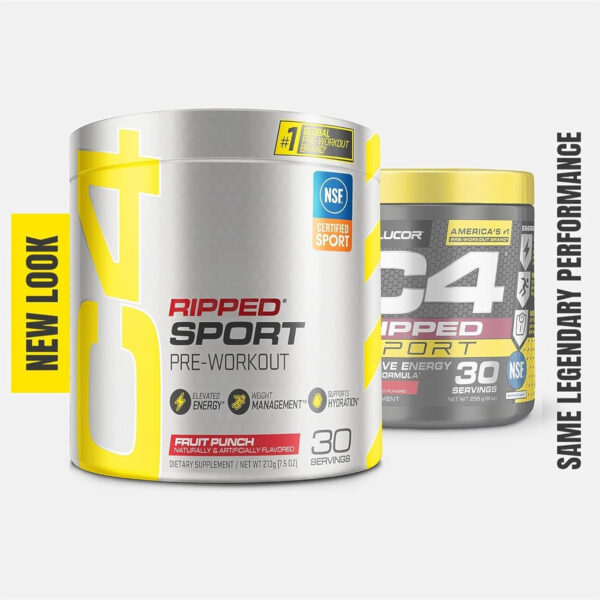 C4 Ripped Sport Pre Workout Powder Arctic Snow Cone - NSF Certified for Sport + Sugar Free Preworkout Energy Supplement for Men & Women - 135mg Caffeine + Weight Loss - 30 Servings