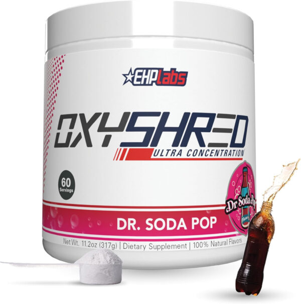6895d371b2a197c11f2a631c400d59986ce42c41c8d9b130395cb.jpg EHP Labs OxyShred Thermogenic Fat Burner - Pre-Workout Powder with L-Glutamine, Acetyl L-Carnitine, Metabolism Booster, Weight Loss, Appetite Control, Energy Drink, Dr. Soda Pop, 60 Servings