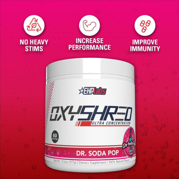 6895d376b465601faf04a32a8e3f8aceb8c8d9589cb17be127e12.jpg EHP Labs OxyShred Thermogenic Fat Burner - Pre-Workout Powder with L-Glutamine, Acetyl L-Carnitine, Metabolism Booster, Weight Loss, Appetite Control, Energy Drink, Dr. Soda Pop, 60 Servings