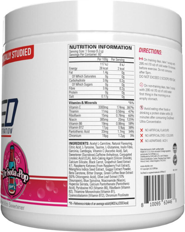 6895d37b7b533027928e2c5c5341ae49ce28418b668b467e7dd28.jpg EHP Labs OxyShred Thermogenic Fat Burner - Pre-Workout Powder with L-Glutamine, Acetyl L-Carnitine, Metabolism Booster, Weight Loss, Appetite Control, Energy Drink, Dr. Soda Pop, 60 Servings