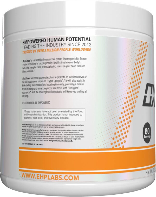 6895d3804c3d8b6239930f9ff0c5c2de0d8ea4d5f5baf2e230aeb.jpg EHP Labs OxyShred Thermogenic Fat Burner - Pre-Workout Powder with L-Glutamine, Acetyl L-Carnitine, Metabolism Booster, Weight Loss, Appetite Control, Energy Drink, Dr. Soda Pop, 60 Servings