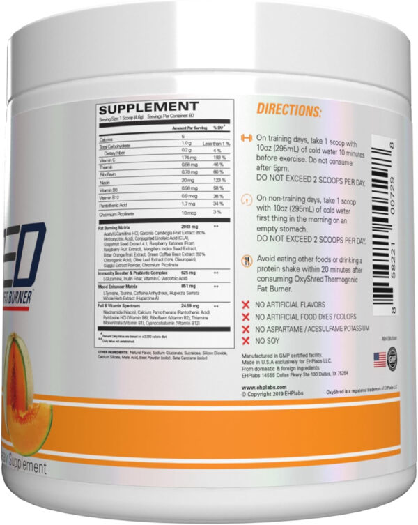 6895d3890664ba0e0e6e1e269e68544f1d60835cb957301278746.jpg EHP Labs OxyShred Thermogenic Fat Burner - Pre-Workout Powder with L-Glutamine, Acetyl L-Carnitine, Metabolism Booster, Weight Loss, Appetite Control, Energy Drink, Dr. Soda Pop, 60 Servings