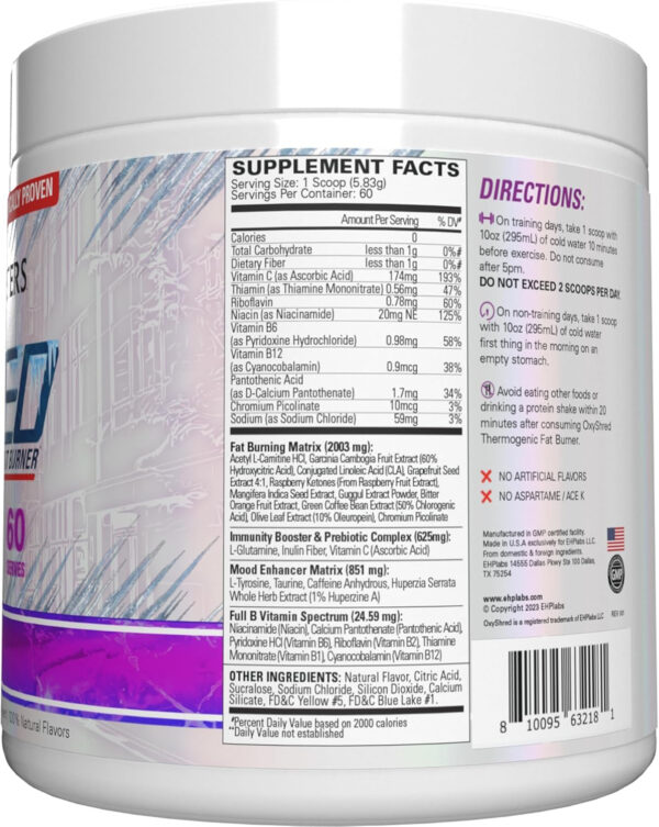 6895d397c8630fe2ba6a29d9b7cc968fc0da6419394dee87d7607.jpg EHP Labs OxyShred Thermogenic Fat Burner - Pre-Workout Powder with L-Glutamine, Acetyl L-Carnitine, Metabolism Booster, Weight Loss, Appetite Control, Energy Drink, Dr. Soda Pop, 60 Servings