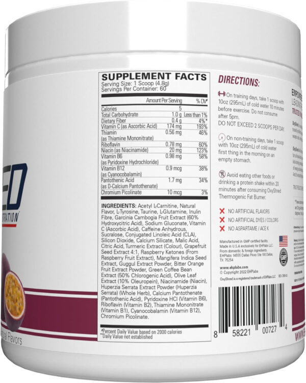 6895d3a625f687f45aecbfd4340e4fef1443499bf778b024119cc.jpg EHP Labs OxyShred Thermogenic Fat Burner - Pre-Workout Powder with L-Glutamine, Acetyl L-Carnitine, Metabolism Booster, Weight Loss, Appetite Control, Energy Drink, Dr. Soda Pop, 60 Servings