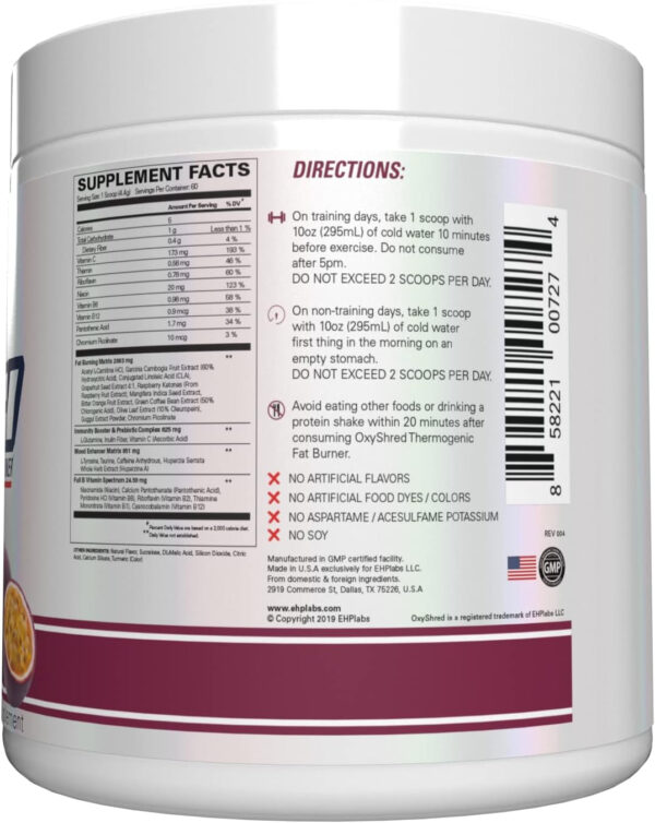6895d3a7c93556803cb3742d881920fba8d8b00d49d63282f6e29.jpg EHP Labs OxyShred Thermogenic Fat Burner - Pre-Workout Powder with L-Glutamine, Acetyl L-Carnitine, Metabolism Booster, Weight Loss, Appetite Control, Energy Drink, Dr. Soda Pop, 60 Servings