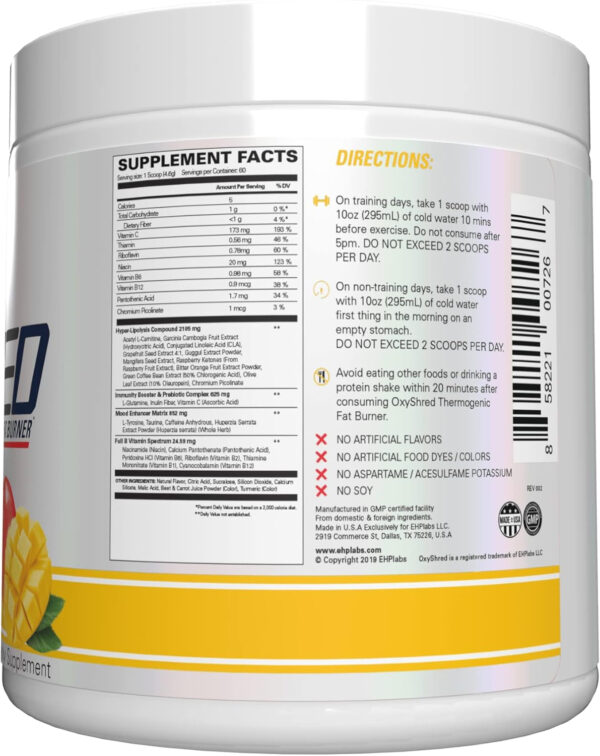 6895d3c57e8e6af9540905f44db507ae59ce78a66549ab3362f8a.jpg EHP Labs OxyShred Thermogenic Fat Burner - Pre-Workout Powder with L-Glutamine, Acetyl L-Carnitine, Metabolism Booster, Weight Loss, Appetite Control, Energy Drink, Dr. Soda Pop, 60 Servings