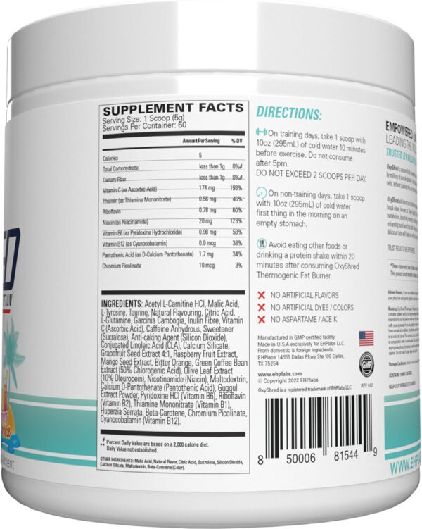 6895d3cf839117f7caa01b20f54ee4186f19f6f263a4d2b874adb.jpg EHP Labs OxyShred Thermogenic Fat Burner - Pre-Workout Powder with L-Glutamine, Acetyl L-Carnitine, Metabolism Booster, Weight Loss, Appetite Control, Energy Drink, Dr. Soda Pop, 60 Servings