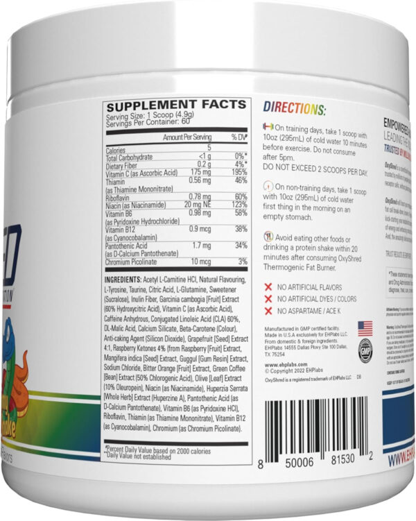 6895d43b57f57481fb01b6dc373c14a46e558ff842c241ac01fff.jpg EHP Labs OxyShred Thermogenic Fat Burner - Pre-Workout Powder with L-Glutamine, Acetyl L-Carnitine, Metabolism Booster, Weight Loss, Appetite Control, Energy Drink, Dr. Soda Pop, 60 Servings