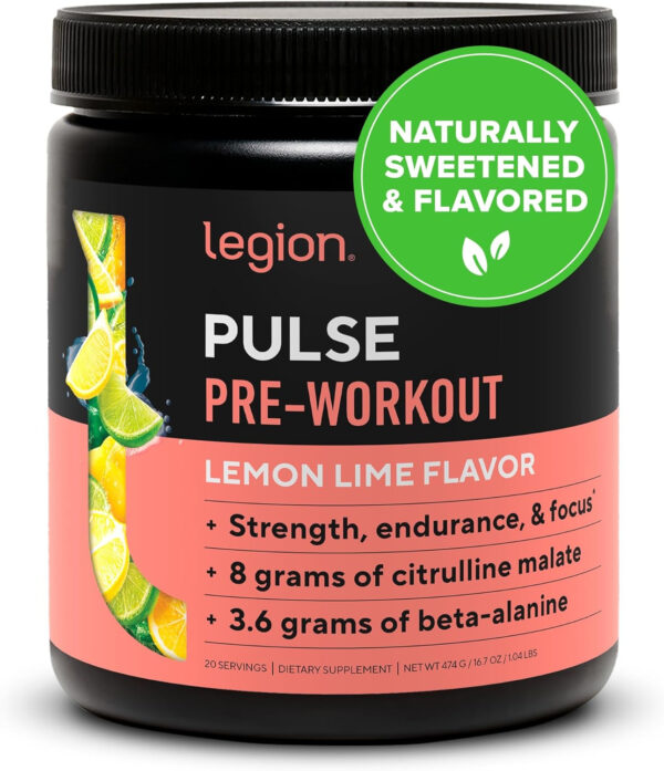 LEGION Pulse Pre Workout Supplement - All Natural Nitric Oxide Preworkout Drink to Boost Energy, Creatine Free, Naturally Sweetened, Beta Alanine, Citrulline, Alpha GPC (Fruit Punch)