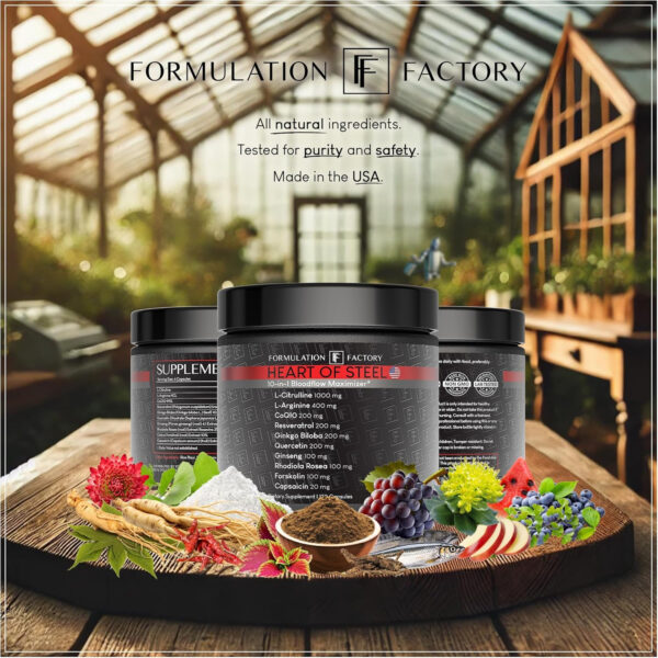 6895d620814f7db363a18be95364ab4b5df7f20f8d981057e2759.jpg Heart of Steel: 10-in-1 Metabolic Maximizer Nitric Oxide Supplement, Blood Pressure Support, L Arginine, L Citrulline Natural Pre-Workout: Energy Management 120 Count