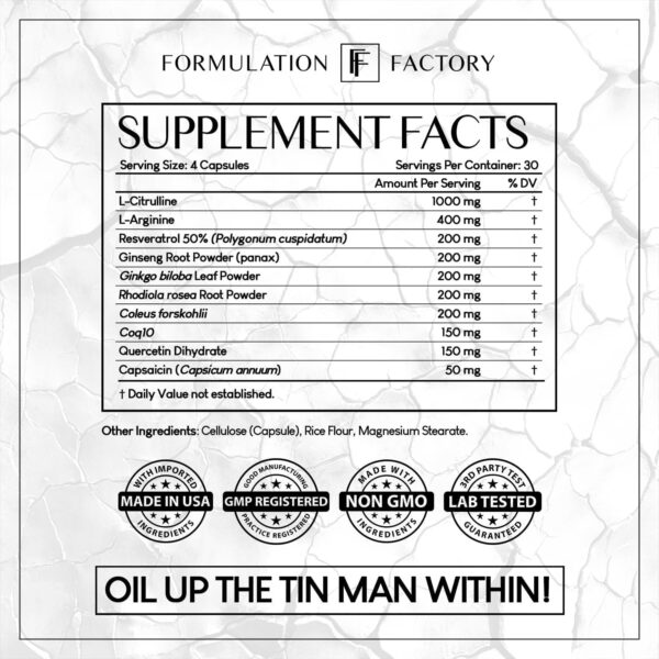 6895d62d103cc300e03a0ec237f46c0dd860b92ead70cbf02a0b9.jpg Heart of Steel: 10-in-1 Metabolic Maximizer Nitric Oxide Supplement, Blood Pressure Support, L Arginine, L Citrulline Natural Pre-Workout: Energy Management 120 Count