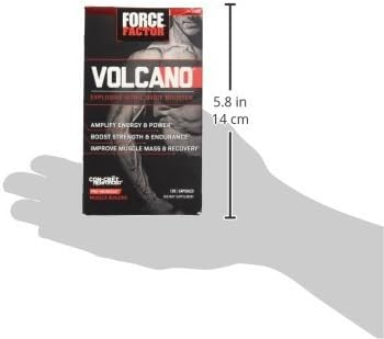 Force Factor Volcano Pre Workout Nitric Oxide Booster Supplement for Men with Creatine and L-Citrulline to Boost and Energy, Help Build Muscle, Better Pump and Workout, 120 Capsules