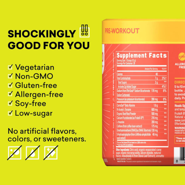 EBOOST POW Natural Pre Workout Powder - 20 Servings, Peach Nectar - Preworkout Energy Booster Gym Supplement Drink Mix for Men and Women - Performance, Joint Mobility Support - Gluten-Free