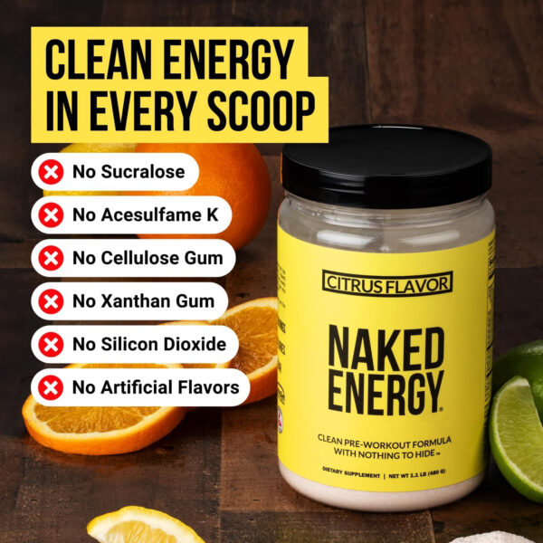 NAKED Citrus Energy - Citrus Flavored Clean Pre Workout Supplement for Men and Women, Vegan Friendly, No Added Sweeteners, Colors Or Flavors - 30 Servings