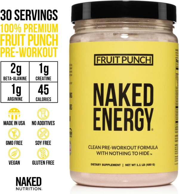 NAKED Citrus Energy - Citrus Flavored Clean Pre Workout Supplement for Men and Women, Vegan Friendly, No Added Sweeteners, Colors Or Flavors - 30 Servings