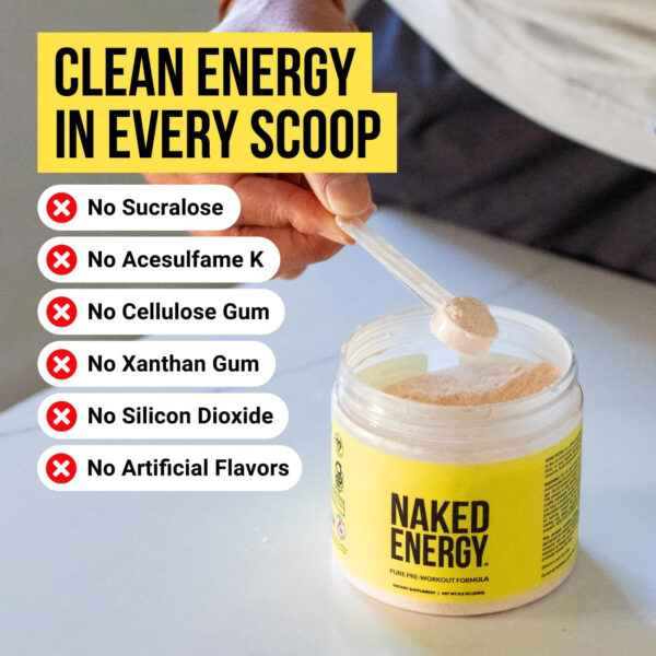 NAKED Citrus Energy - Citrus Flavored Clean Pre Workout Supplement for Men and Women, Vegan Friendly, No Added Sweeteners, Colors Or Flavors - 30 Servings