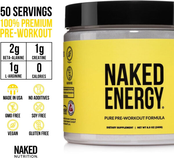 NAKED Citrus Energy - Citrus Flavored Clean Pre Workout Supplement for Men and Women, Vegan Friendly, No Added Sweeteners, Colors Or Flavors - 30 Servings