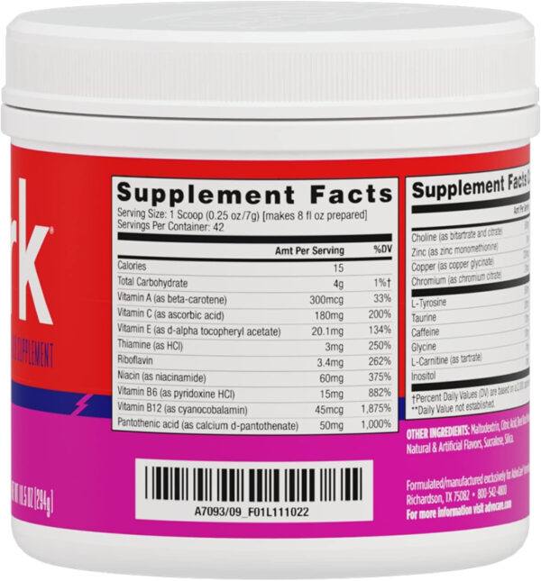AdvoCare Spark Vitamin & Amino Acid Supplement - Focus & Energy Drink Powder Mix with Vitamin A, B-6, C & E - Also Includes L-Carnitine & L-Tyrosine - Mango Strawberry, 14 Stick Packs