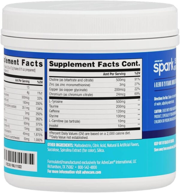 AdvoCare Spark Vitamin & Amino Acid Supplement - Focus & Energy Drink Powder Mix with Vitamin A, B-6, C & E - Also Includes L-Carnitine & L-Tyrosine - Mango Strawberry, 14 Stick Packs