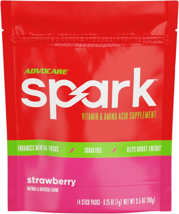 AdvoCare Spark Vitamin & Amino Acid Supplement - Focus & Energy Drink Powder Mix with Vitamin A, B-6, C & E - Also Includes L-Carnitine & L-Tyrosine - Mango Strawberry, 14 Stick Packs