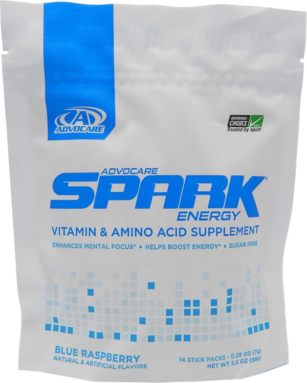 AdvoCare Spark Vitamin & Amino Acid Supplement - Focus & Energy Drink Powder Mix with Vitamin A, B-6, C & E - Also Includes L-Carnitine & L-Tyrosine - Mango Strawberry, 14 Stick Packs