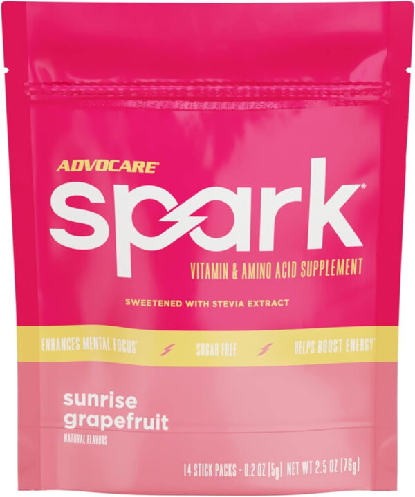 AdvoCare Spark Vitamin & Amino Acid Supplement - Focus & Energy Drink Powder Mix with Vitamin A, B-6, C & E - Also Includes L-Carnitine & L-Tyrosine - Mango Strawberry, 14 Stick Packs