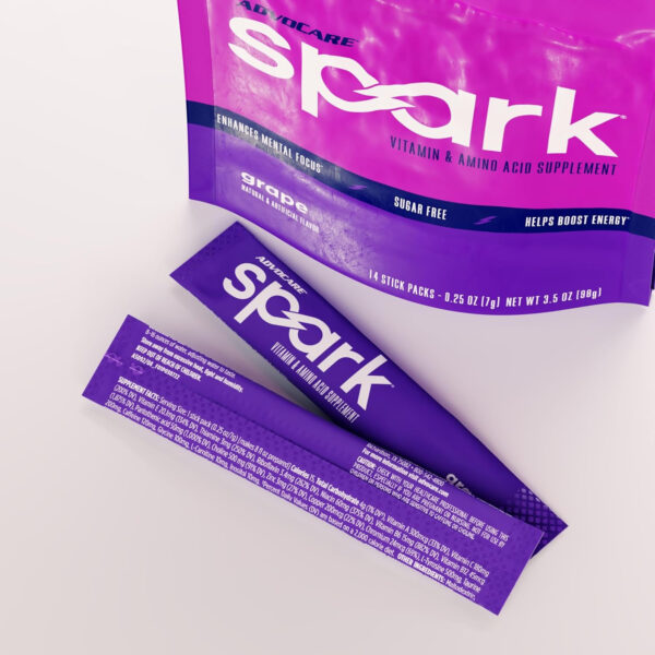 AdvoCare Spark Vitamin & Amino Acid Supplement - Focus & Energy Drink Powder Mix with Vitamin A, B-6, C & E - Also Includes L-Carnitine & L-Tyrosine - Mango Strawberry, 14 Stick Packs
