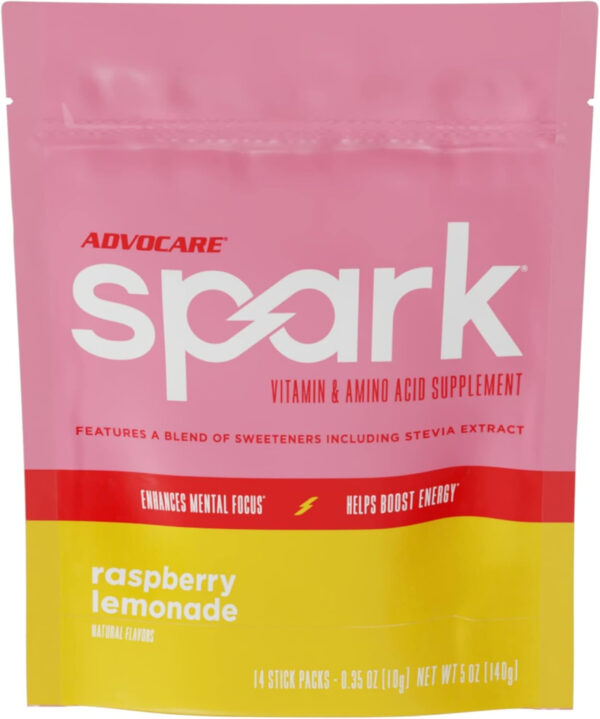 AdvoCare Spark Vitamin & Amino Acid Supplement - Focus & Energy Drink Powder Mix with Vitamin A, B-6, C & E - Also Includes L-Carnitine & L-Tyrosine - Mango Strawberry, 14 Stick Packs